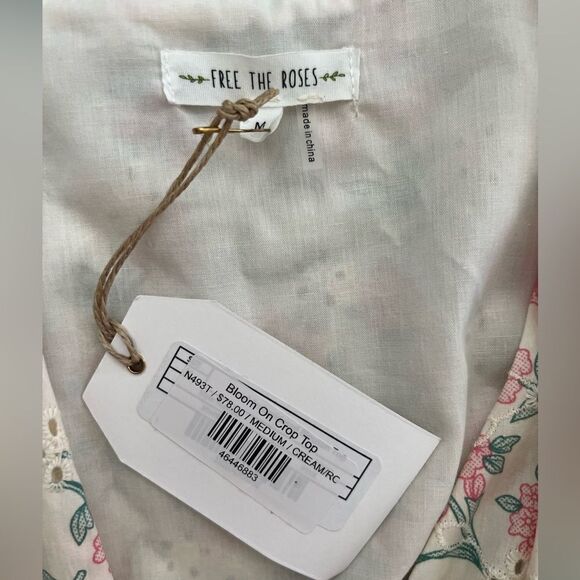 NWT Free The Roses Floral Embroidered Blouson Crop Top size Medium - Picture 14 of 14
